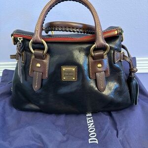 Dooney & Bourke Black and Brown Leather Satchel